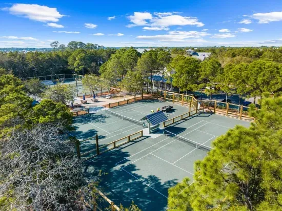 Game on — WaterColor’s tennis and pickleball courts sit tucked among the pines, ready whenever you are.