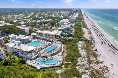 Sapphire pools, sugar-white sand, and that famous emerald water — all in one place at the WaterColor Beach Club.