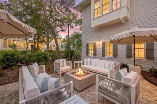 This is what 30A evenings are made for — a crackling fire, a painted sky, and nowhere else you need to be.