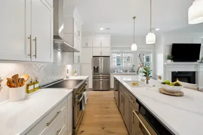 Fully stocked and ready to cook — generous counter space, a pro range, and full-size stainless appliances mean you can dine in as easily as you’d dine out.