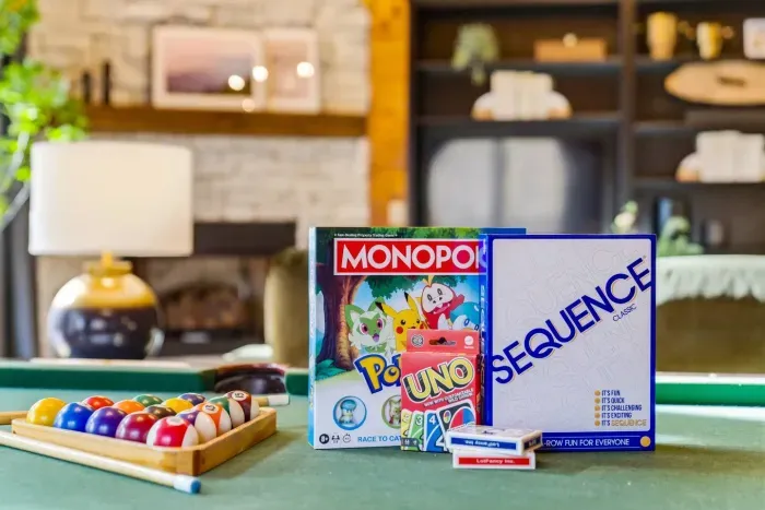 Have fun with the pool table and a great selection of card and board games.