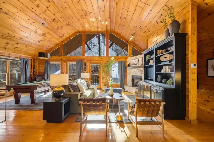 Enjoy relaxing in the bright living room with scenic views.