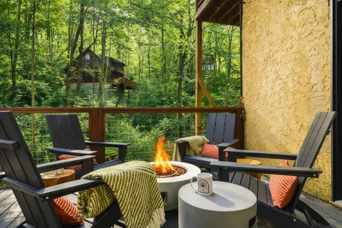 Cozy fire pit where you can relax and enjoy conversations with family and friends.