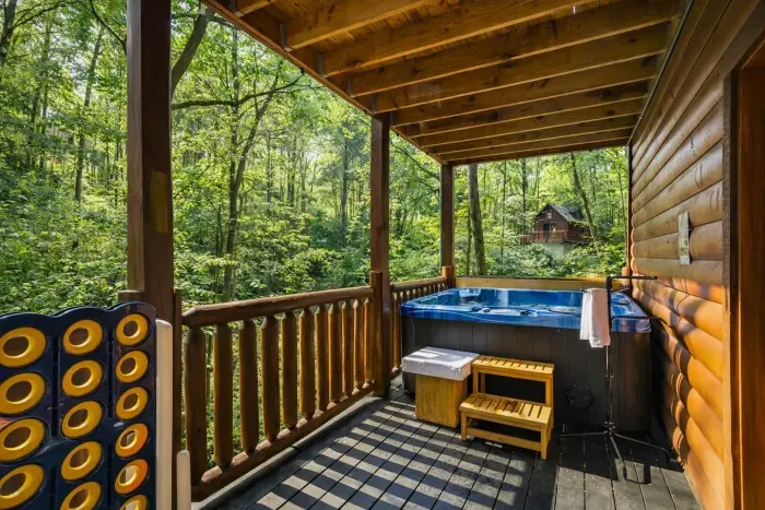 Private hot tub located on the mid-level deck.