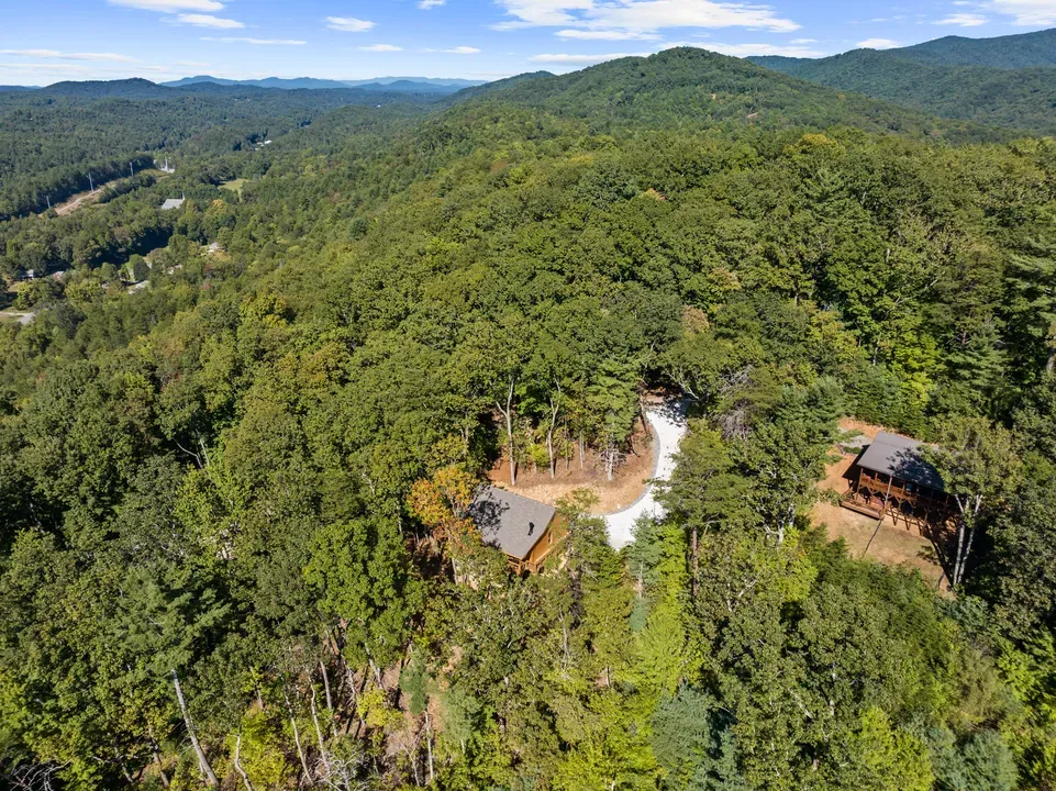 Forested North Georgia mountains near Blue Ridge, GA, seen from above Cherry Log
