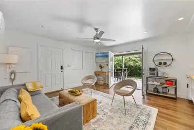 Living area with french doors which open to the lanai