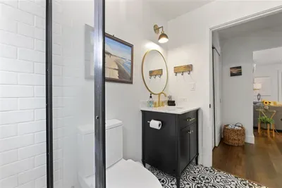 Bathroom with rainfall shower