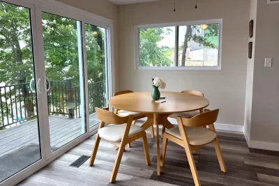Kitchen dining area right off upper deck