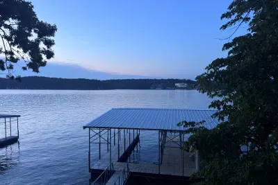 Dock with the sunset with available boat slip for docking boat 12x30ft