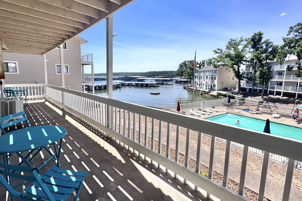 Lake and pool view from Kapilana Cozy Cove Cabin 14