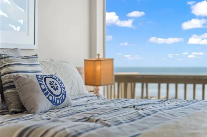 Oceanview abound in the upstairs master bedroom
