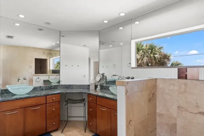 Upstairs Master Bath with ocean views
