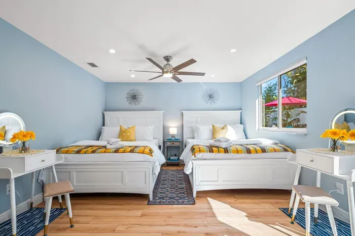 Fit with 2 queen sized beds allowing so much room for everyone to sleep on comfortable beds each night.  Be sure to use the 55" HDTV for your own evening entertainment before falling into a deep slumber on top of these comfortable queen beds.