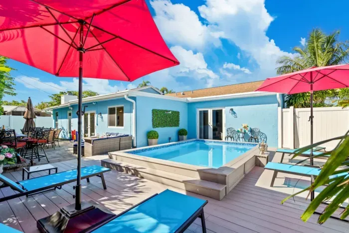 Welcome to your next stunning Delray retreat! Starting off in the stunning outdoor private pool and deck area.