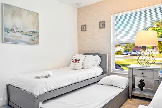 This single trundle bed pulls out to provide an additional sleeping option.