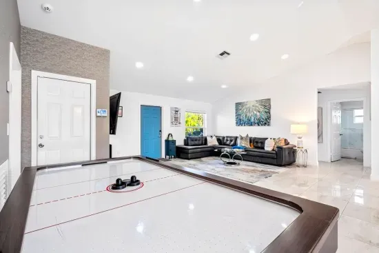 Engage in friendly competitions with the air hockey table as the sounds of the puck bounce around the vaulted ceilings creating an even more dramatic and exciting experience. Who will win the competition between you and your loved ones?!