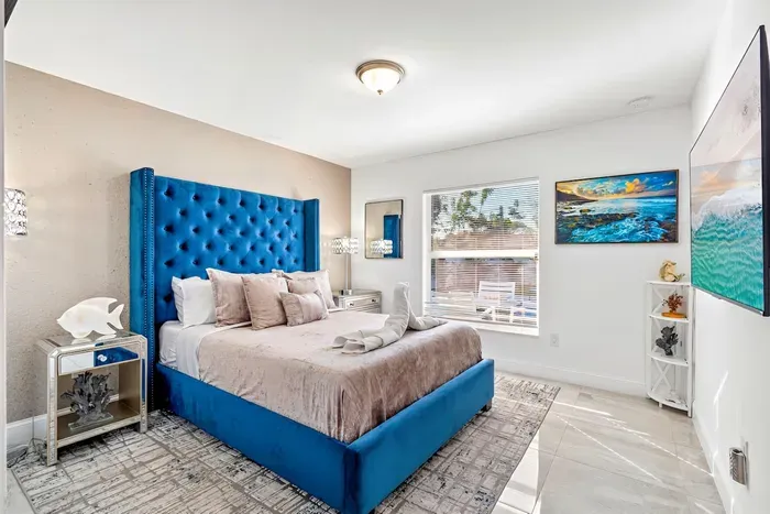 Moving on into bedroom number 2, with a stunning queen sized bed and a large headboard adding extra comfort and style to the room. Each room is just as comfortable as the next!