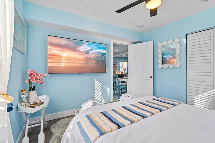 Catch up on your favorite shows with 55" Smart TVs and Roku in every bedroom.