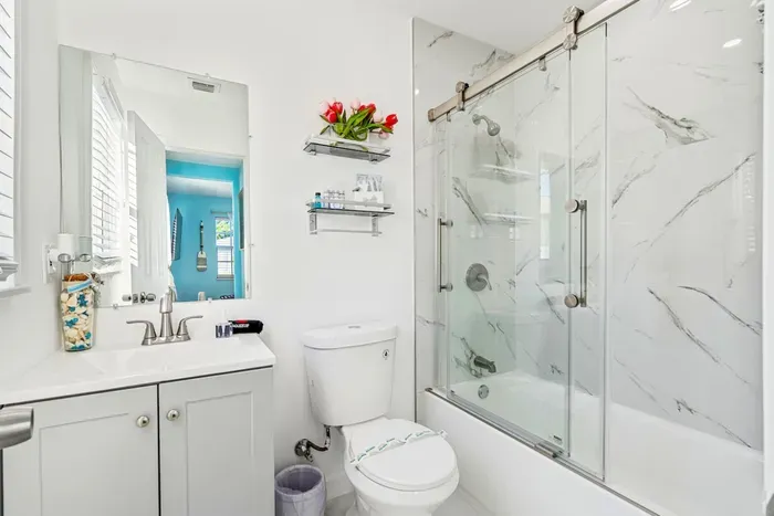Indulge in a relaxing soak in the bathtub or refresh in the walk-in shower.