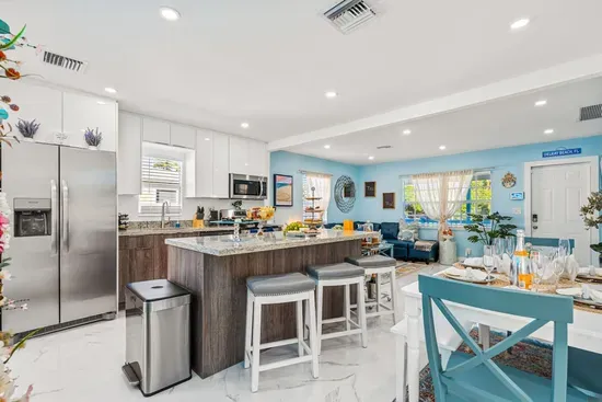 The fun never stops in the spacious, open-concept living area.