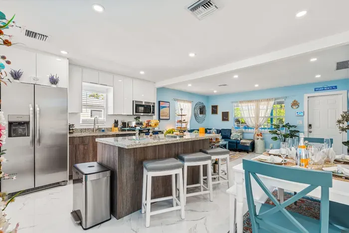 The fun never stops in the spacious, open-concept living area.