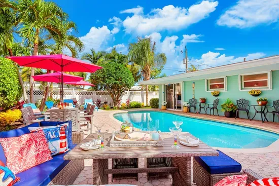 Sit down by the pool and enjoy a lovely brunch.