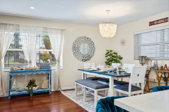 The beautiful dining table is the perfect spot to serve your delicious meals easily.