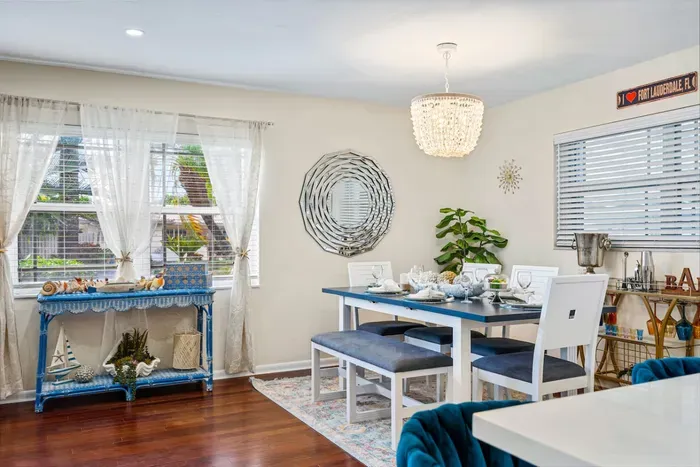 The beautiful dining table is the perfect spot to serve your delicious meals easily.