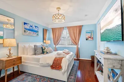 Each bedroom boasts a unique palette of colors.  Pictured here is bedroom 3.