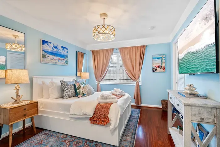 Each bedroom boasts a unique palette of colors.  Pictured here is bedroom 3.