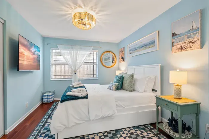 This room's comfortable, plushy mattress will have you sleeping on clouds. You'll wake up feeling rested and ready to tackle the day ahead.  Pictured here is bedroom 4.