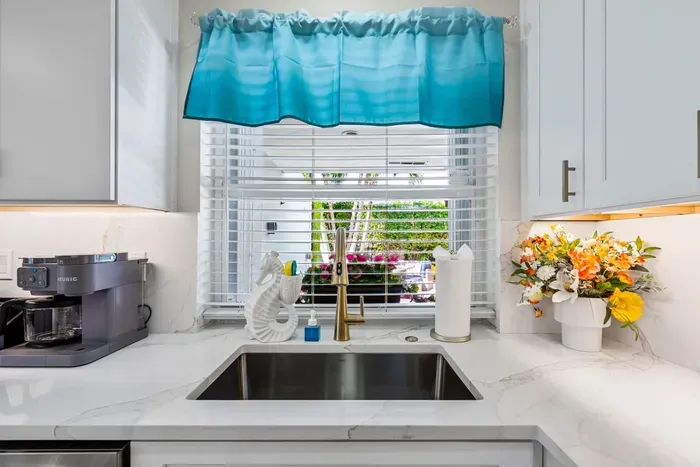 Cook with a lovely view of the colorful outdoors.