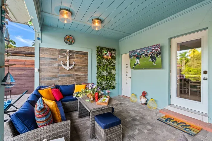 Watch sports, movies, or your favorite shows on the outdoor Smart TV while still enjoying the fresh air and resort-style backyard setting.