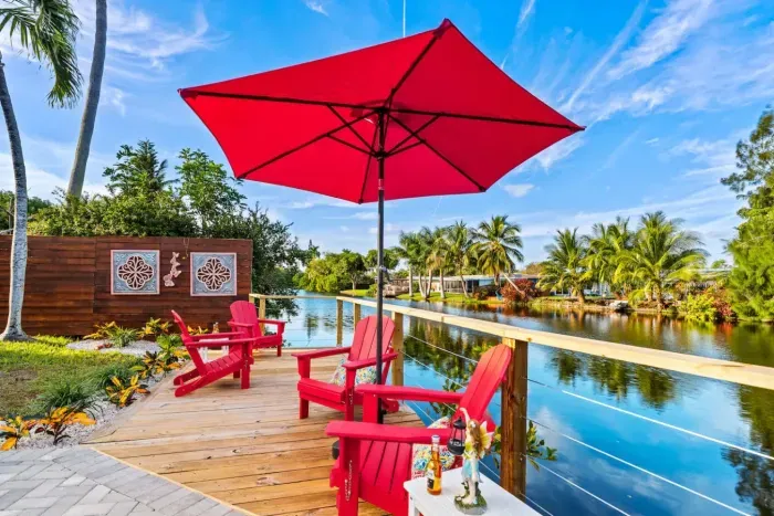 The canal view adds a soothing, coastal backdrop to your vacation, making even quiet moments at home feel special and memorable.