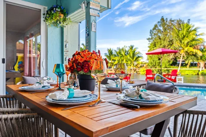 Rain or shine, this covered patio keeps the fun going, offering a comfortable hangout zone for families and groups all day long.