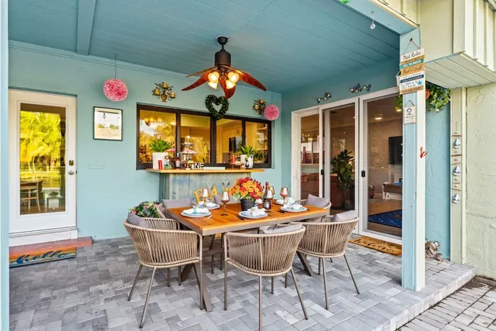 Rain or shine, this covered patio keeps the fun going, offering a comfortable hangout zone for families and groups all day long.