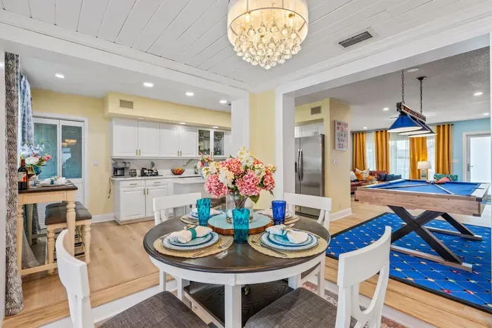 Indoor dining convenience—close to the kitchen and steps from backyard fun.