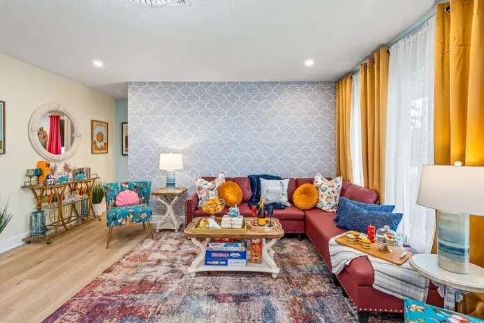 There's plenty of seating space in the living room.