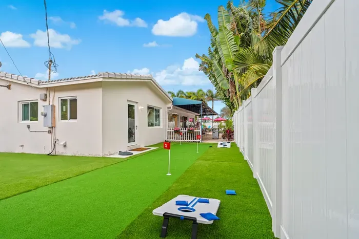 Sharpen your short game in the backyard, then cool off with a swim in the heated private pool.