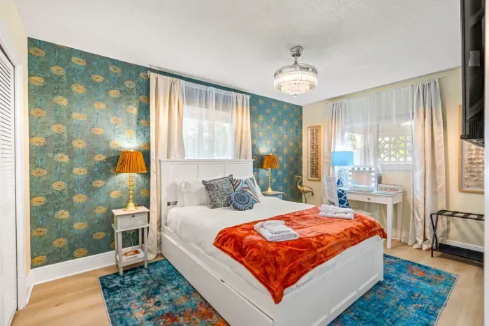 Two bedrooms offer a fantastic setup with a queen-size bed and a single trundle.