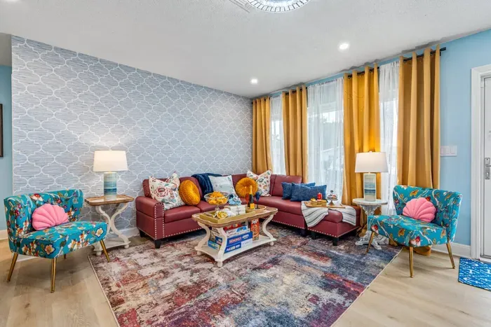 It boasts comfortable seating for the whole group—stretch out, stream, and unwind with high-speed Wi-Fi.