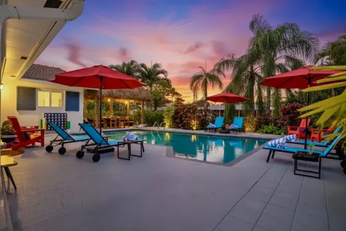 Whether you're spending the whole day outside or just enjoying a sunset swim, this backyard oasis turns your vacation into a resort-style experience.