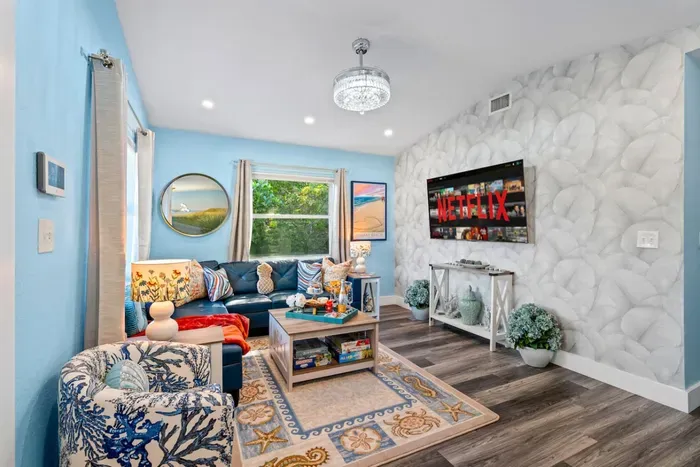 Have you ever seen such a unique, colorful, and comfortable living room, designed purely for your relaxation and entertainment?