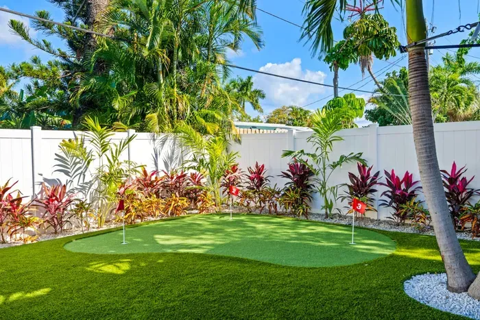 Practice your swing on the private golf putting green, perfect for honing your skills or casual play.