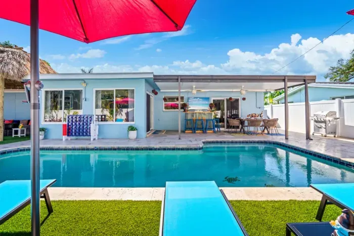 Unwind on the comfy loungers with a drink from the Tiki bar, soaking up the sun and enjoying the outdoors.