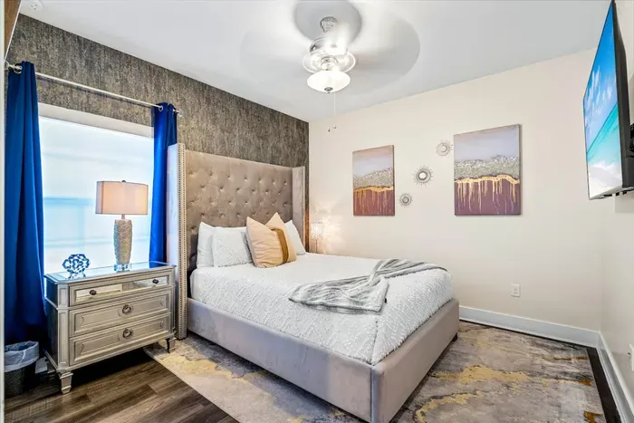 Bedroom number 3 is another beautiful oasis with a queen sized bed and of course your own 55” HDTV with Roku for you to enjoy each evening. The bedside lamp provides the perfect lighting for those that like to read before sleeping.