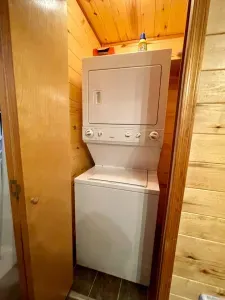 A stackable washer and dryer are available. Perfect for longer stays. 