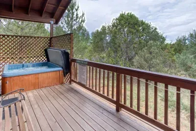 The private hot tub is a great spot to relax and unwind. Spa towels are provided.