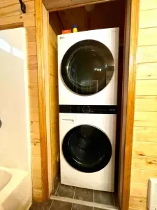 A stackable washer and dryer are available for your use.