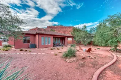 The private back yard is an ideal place to hang out and take in the views. 